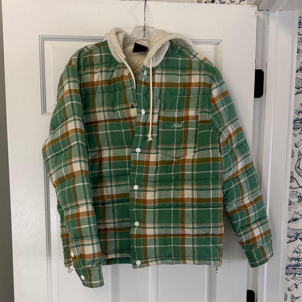 Kith Green Plaid Quilted Jacket with Cream Accents